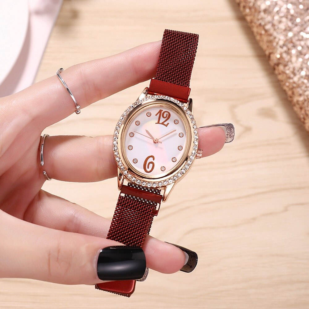 Horloge Vrouwen Luxe Diamond Quartz Horloges Voor Dames Magnetische Elegante Vrouwelijke Klok Eenvoudige Vrouwen Horloges Montre Femme