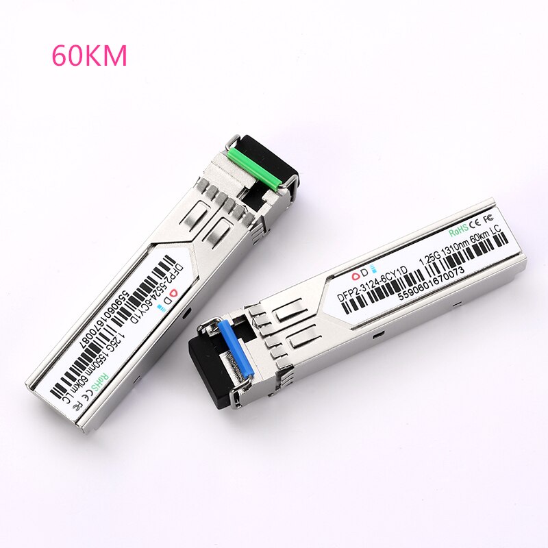 Module à fibres optiques LC SFP 1.25G LC 10/20/60/80/100KM 1310/1490/1550nm émetteur-récepteur à Module optique SFP à fibres simples pour ONU OLT: 60KM