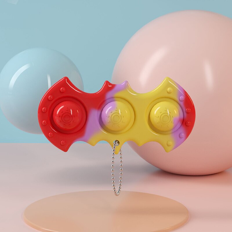 Adult Child Mini Push Bubble Sensory Toy Key Chain Autism Needs Squishy Stress Reliever Toys Funny Anti-stress Fidget Its: Colorful-DD029M