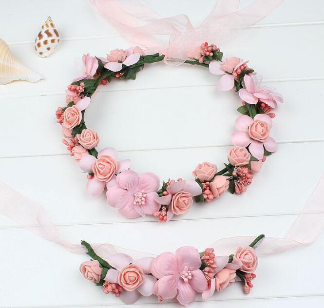 Simulering blomsterpannebånd armbånd foreldre-barn dress bryllup hodeplagg europeisk og amerikansk brudepike wre: Stil 4