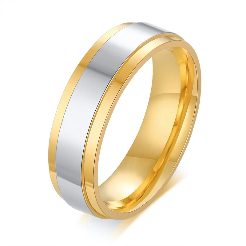 Neue Einfache 316 Titan Stahl Herren Ringe Liebhaber Paar Ringe Allianz Gold Hochzeit Band Ringe einstellen für Frauen männer: 12 / 6MM