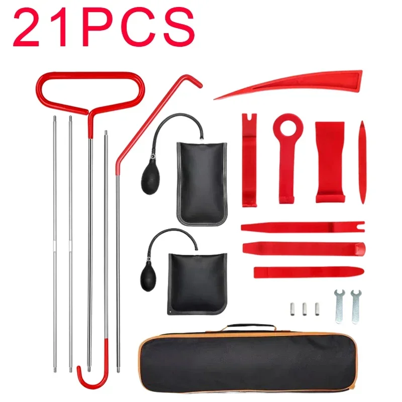 Car Door Opener 18PCS/21PCS Kit Car Wedge Pump Door Repair Air Cushion Open Unlock Tool With Long Reach Grabber for CarsTruck: GRAY