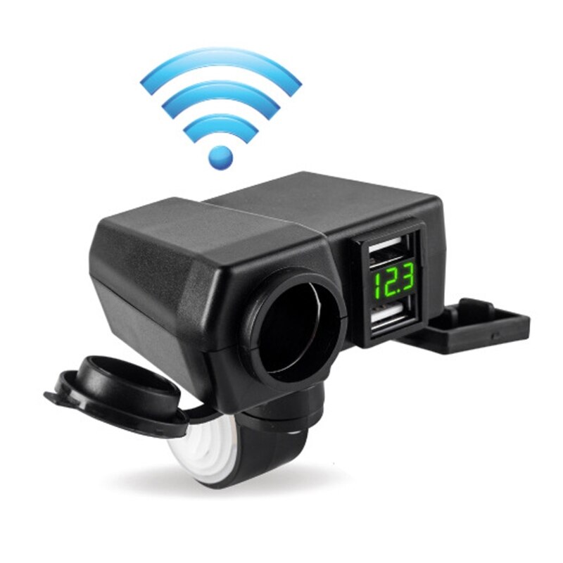 12-24V Motorbike Phone Charger Voltmeter Cigarette Lighter USB Plug