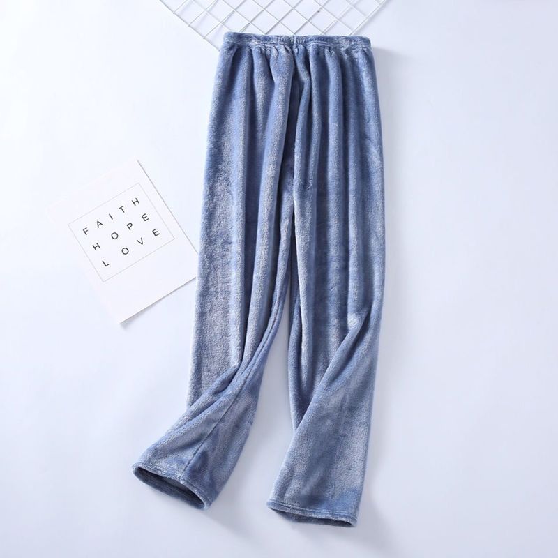 Pantalones de dormir largos para mujer, franela lisa, pijamas de lana en Coral, ropa de dormir suave y cómoda, estilo coreano