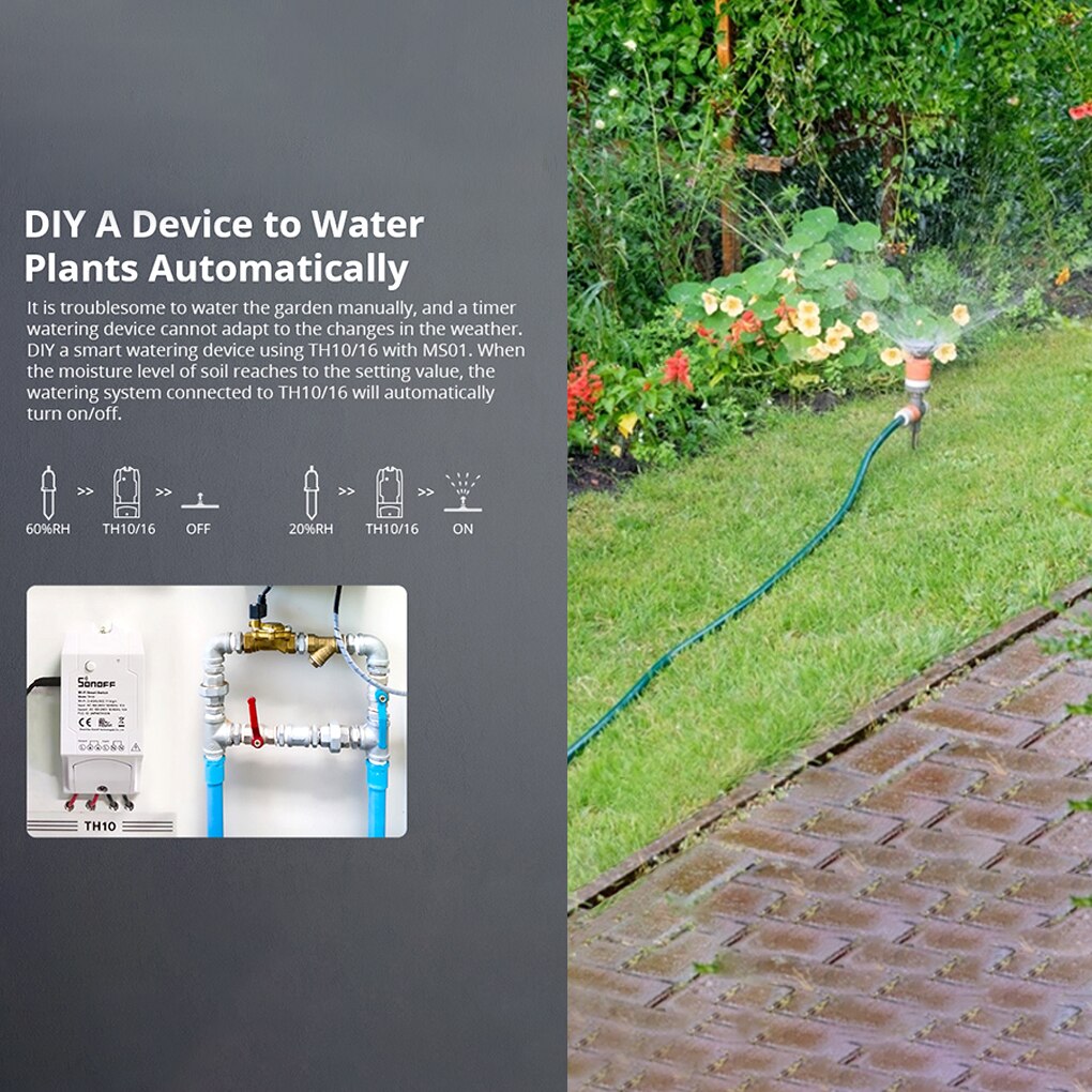 SONOFF MS01 Smart Flora Soil Monitor Garden Care Plant Grass Soil Water Moisture Tester Sensor DIY Flower Gardening Detector