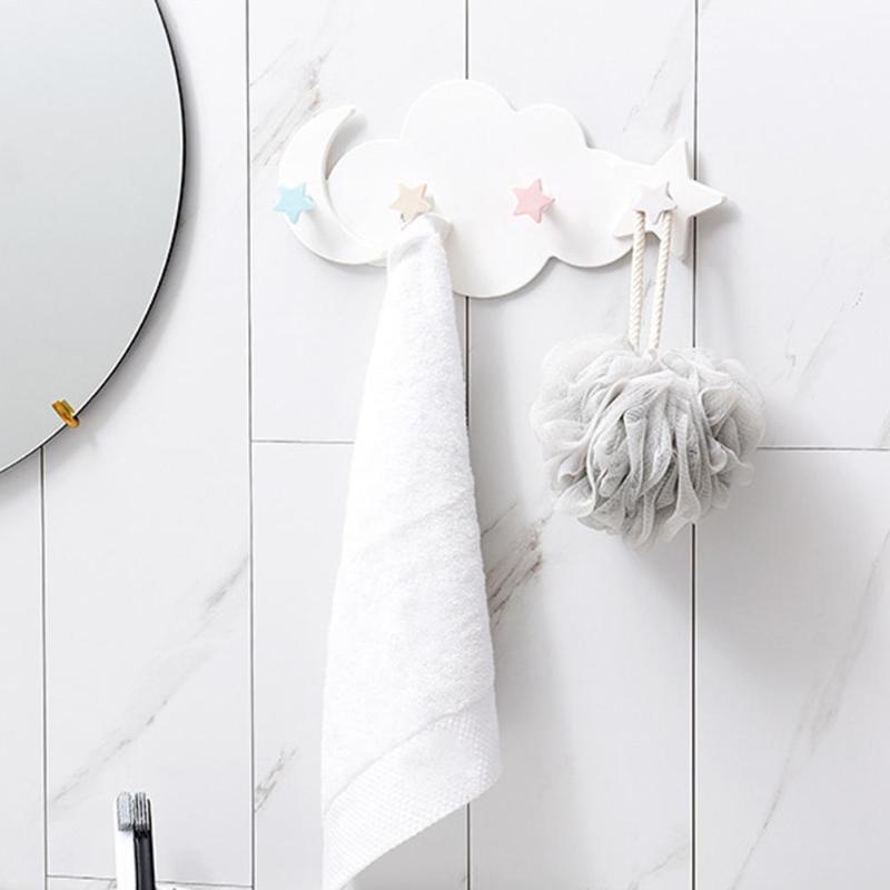 Colgadores creativos en forma de Luna y nube, colgador para llaves montado en la pared, colgador para llaves, colgador para toallas y abrigos autoadhesivo