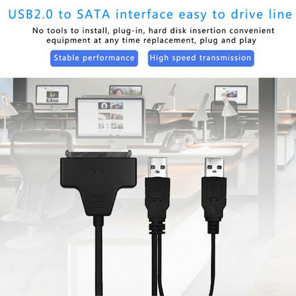 USB 3.0 SATA 7+15Pin to USB 2.0 Adapter Cable For 2.5 HDD Laptop Hard Disk Drive