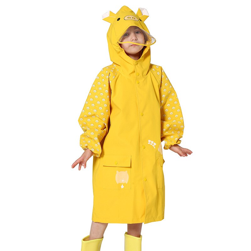 Cartoon Kinderen Regenjas Geel Regen Poncho Ondoordringbare Kid Regen Jas Przeciwdeszczowe Dla Dzieci Jongens Meisjes Regenkleding Y5Y