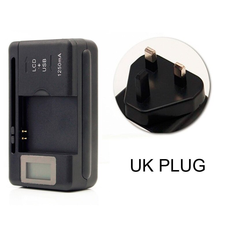 Vaorlo mobil batterilader universell lcd indikator skjerm usb-havn mobiltelefon ladere batterilading eu oss uk støpsel: Uk støpsel