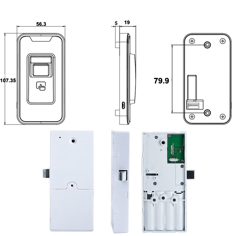 Biometric Fingerprint Smart Cabinet Door Lock Electronic Home Wooden File Lock Safe Security Office Unlocked 100 User