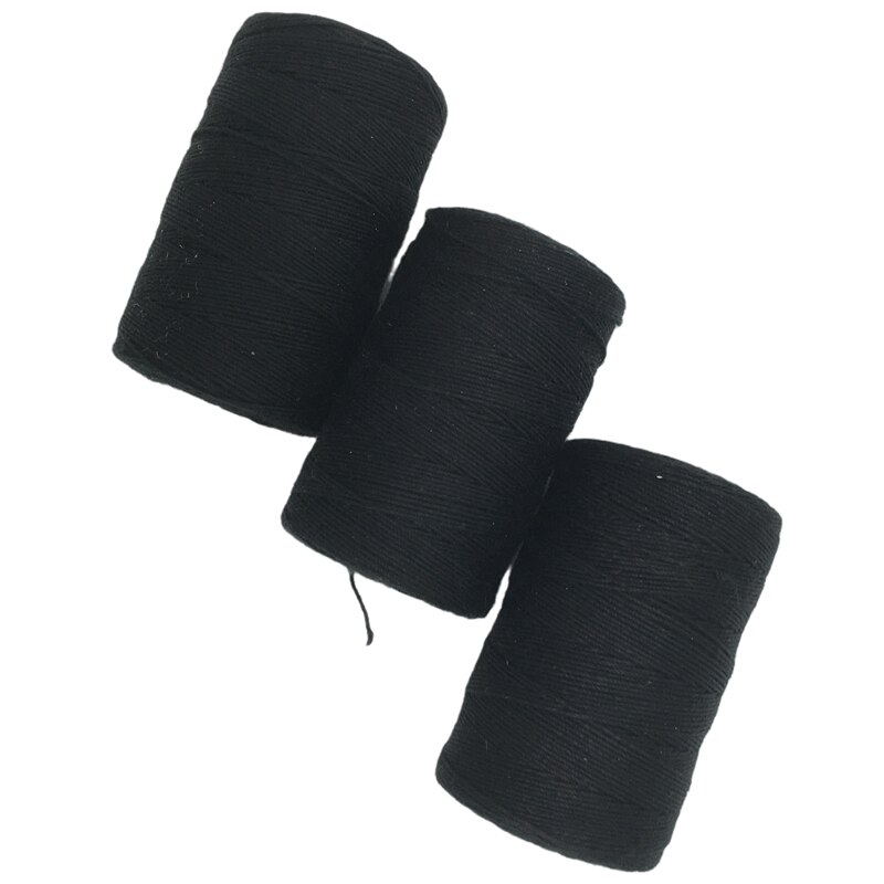 12 rolls BLACK Hair Weaving Thread Cotton Sewing Thread 1000 yards 12 rolls one box 1 pc 6.5cm C curved needle: Black