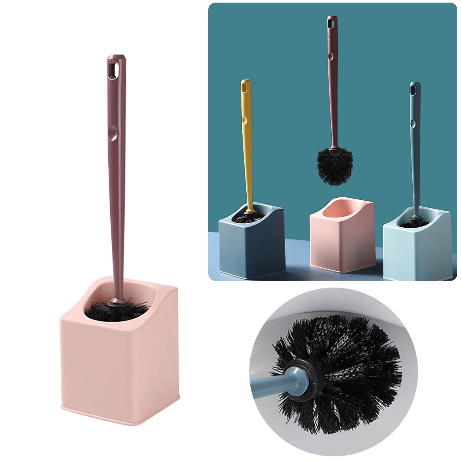 Wall Mount Toilet Brush Set Long Handle Bathroom Soft Brush Holder With Lid Thoroughly Clean Any Corner Lightweight Durable #38