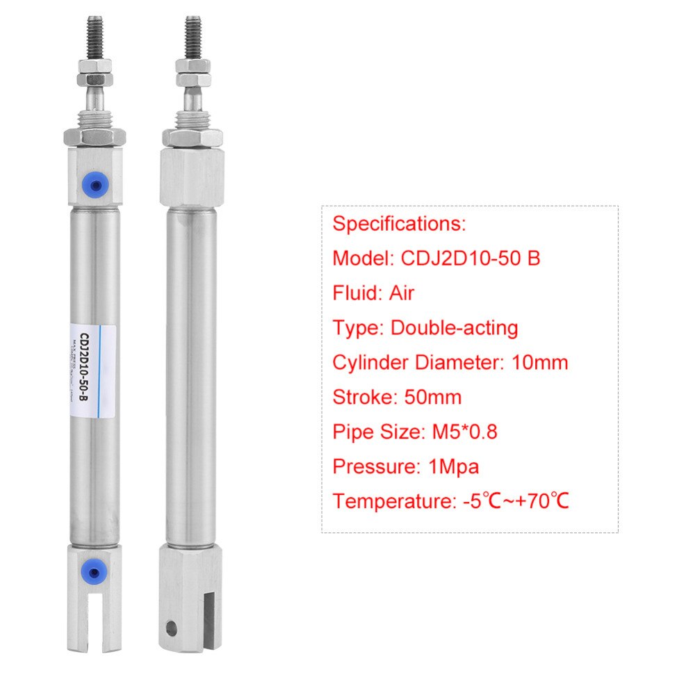 1pc Mini Stainless Steel Dual Acting Stoke 50mm / 2inch Air Pneumatic Cylinder imum 1Mpa