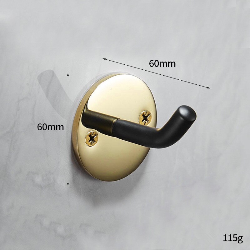 Gyldne sorte kroge til badeværelse vægstativ tøj nøgle håndklæde krog på væghængeren ss boligindretning tilbehør: 8992- d