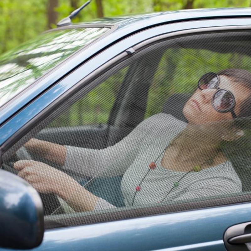 2pcs Summer Car Front Rear Side Window Sun Visor Shade Mesh Cover Sunshade Insulation Anti-mosquito UV Fabric Shield Curtains