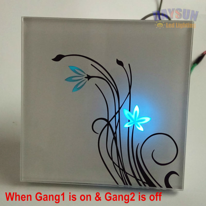 Touch Light Switch 2gang 2way AC110V-265V Smart Touching Switch Home Light Switch Luxury White/Black Crystal Glass Panel