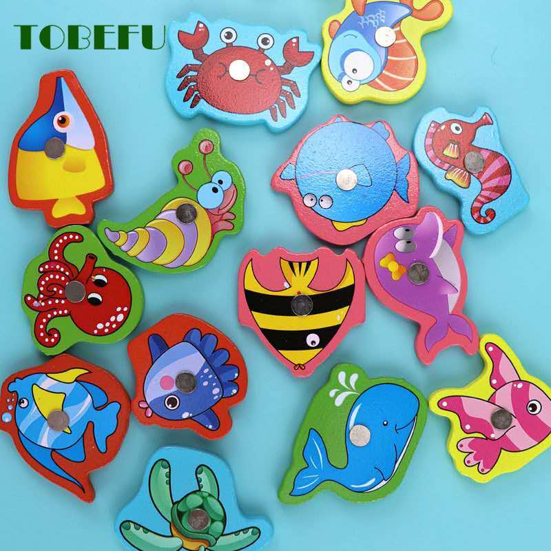 Kinderen Baby Educatief Speelgoed Ijzeren Doos Vissen Houten Spel Set Speelgoed Cognitie Magnetische Speelgoed Set Kinderen