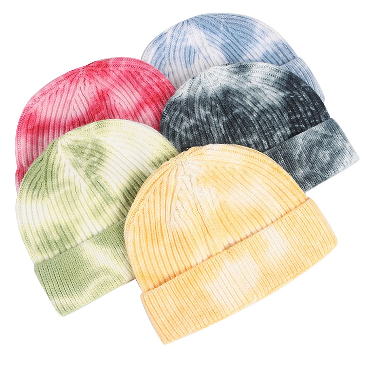 Tie-dye tryck ylle mössor stickad mössa barn vuxna vinter varm stickad mössa moderiktig för kvinnor män barn