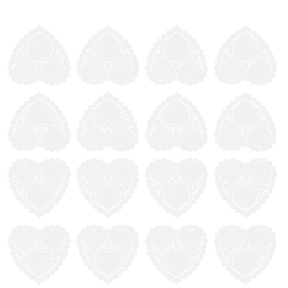 200 blätter Weiß 4 Zoll Herz bilden Spitze Deckchen Öl-Absorbieren Einweg Kuchen Kasten Liner Aushöhlen Verpackung Papier Pad