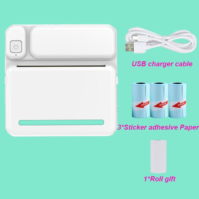 MINI Portable Thermal Printer Print Photo Pocket Thermal Label Printer 58mm Printing Wireless Bluetooth Android IOS Printers: Green 3stick