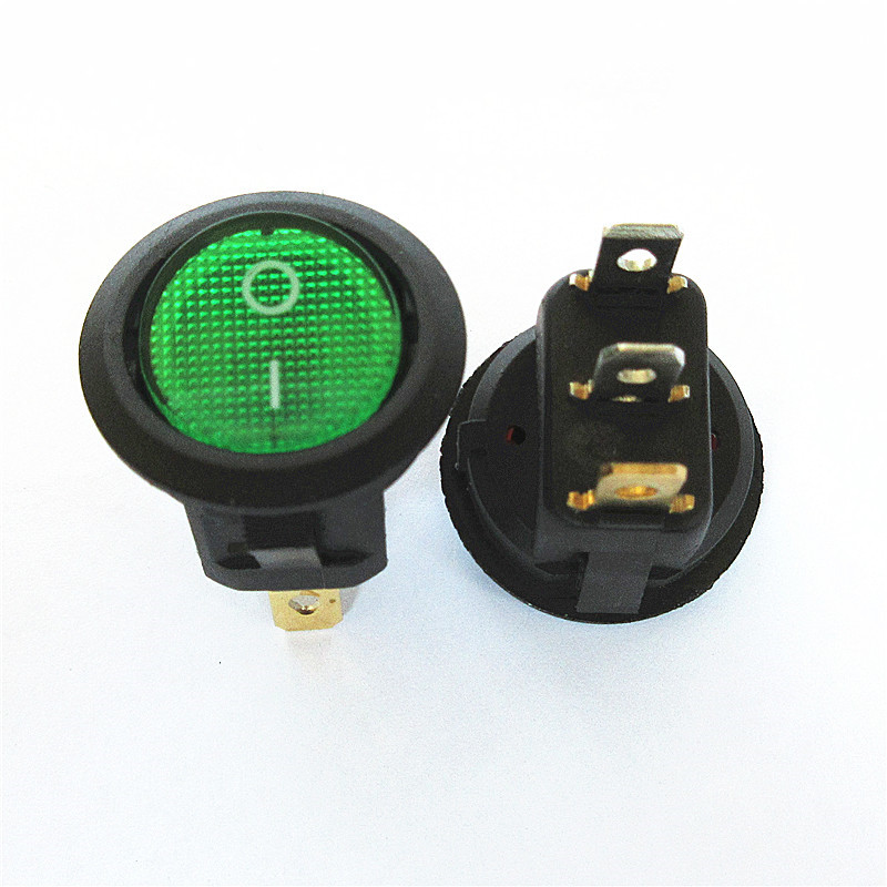 2PCS KCD1 20MM Round Rocker Switch 2/3/4Pin ON-OFF-ON 12V 6A/250VAC 10A/125VAC SPST LED Car Push Button Switch With Light