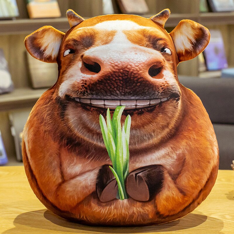 Maak vreemde parodie rundersimulatie kussen oud vee eet jong gras opschep kussen voor leunen leeftijdscategorie modelnummer vulling: B