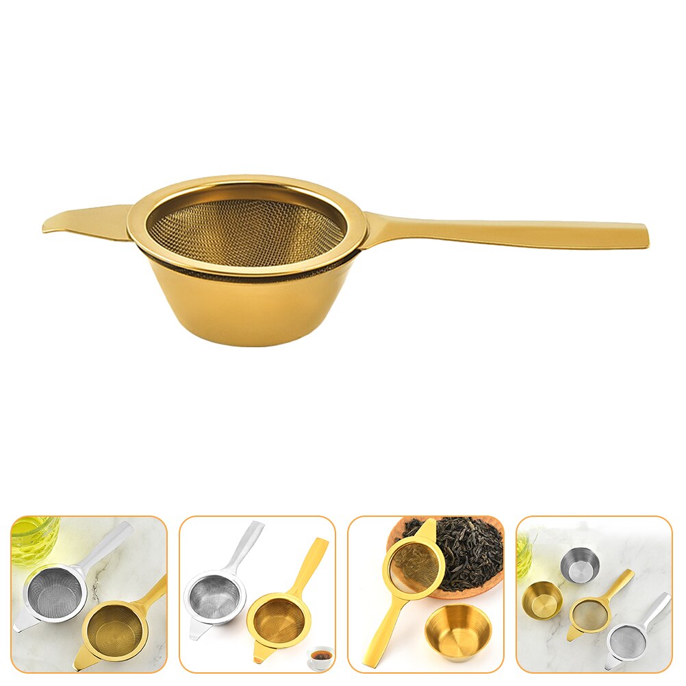 Stainless Steel Tea Infuser Long Handle Tea Infuser Loose Tea Strainer Home Supplies: Golden