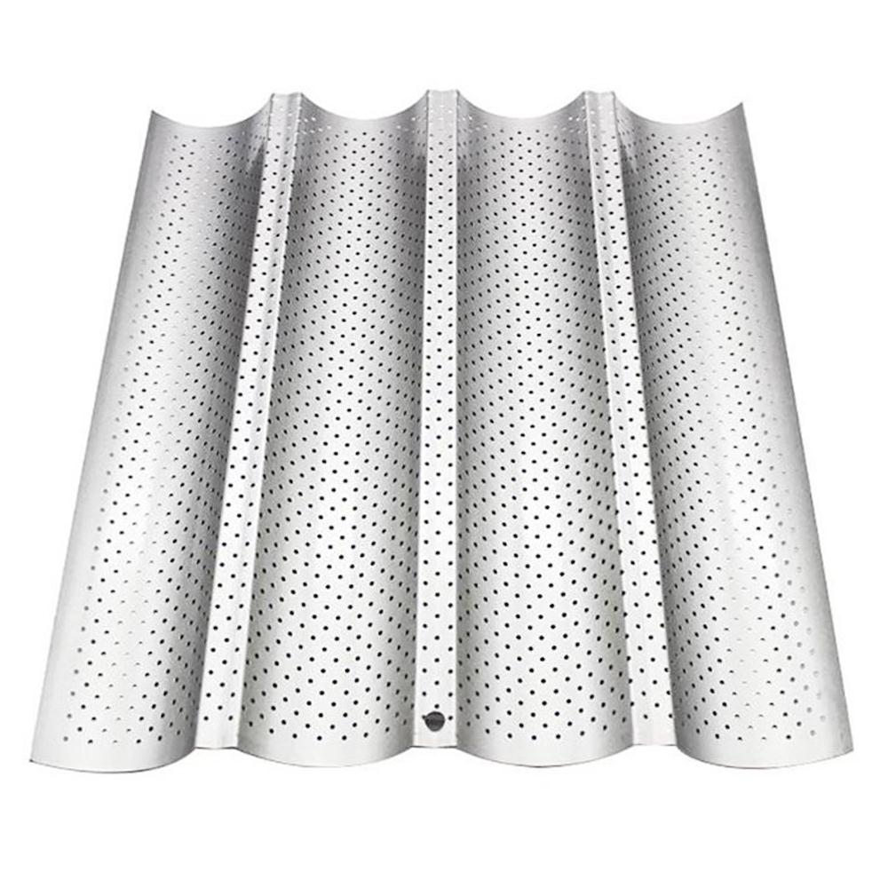Arbon stål bekvämt praktiskt bröd bakplåt våg bakning maträtt grill tallrik födelsedagsfest sockerlags porslin bakverk diy: Silver 4 slitsar