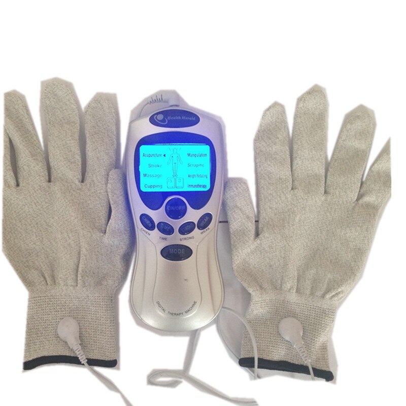 Elektronisk pulsterapi massage med ledende elektrodehandsker fysioterapi 10-enheder fodmassage hjemmesko