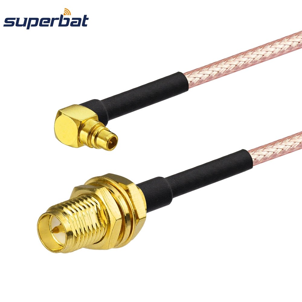 Superbat RP-SMA hembra (macho pin) mamparo a MMCX macho enchufe ángulo recto extensión conector RG316 20cm para inalámbrico