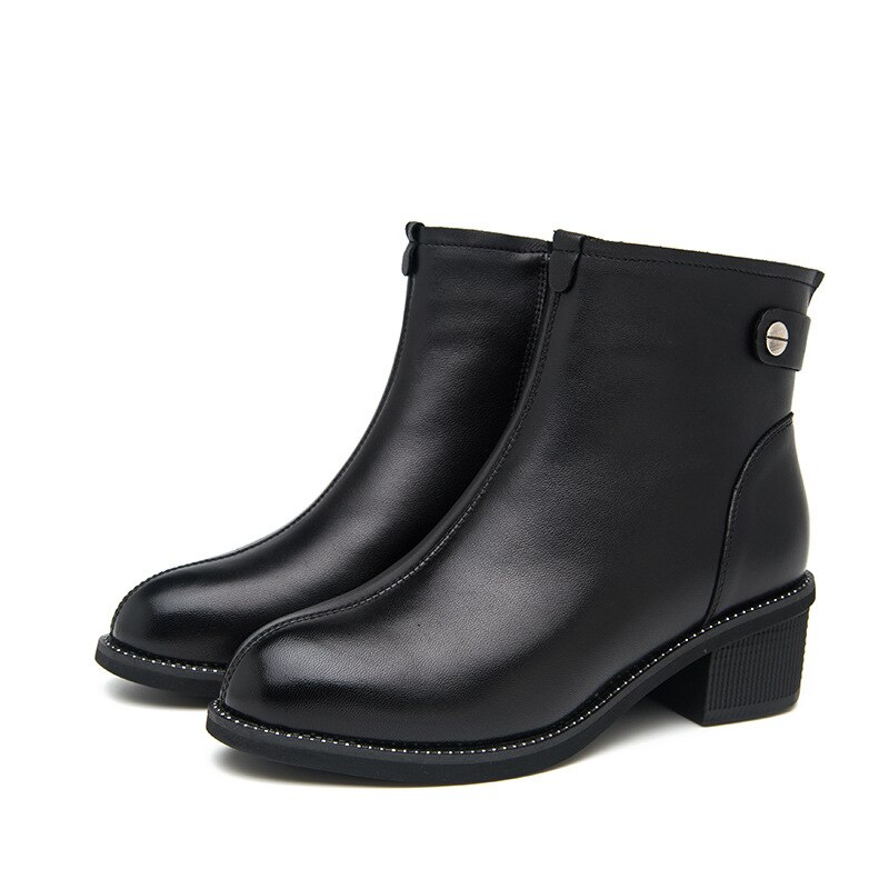 Damstövlar elastiska lackstövlar spetsiga stövlar i läder med låg klack botines mujer zapatos de mujer  z11-83