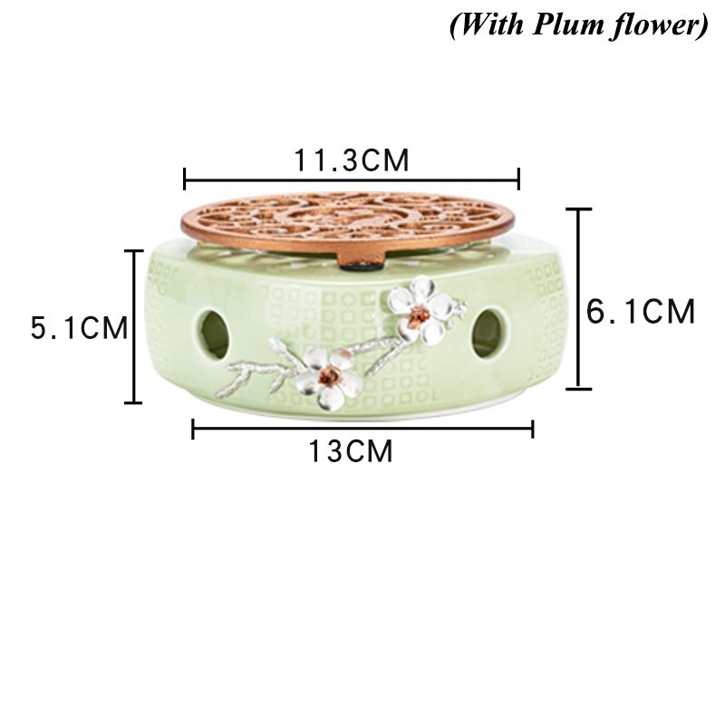 Chinese Keramische Kaars Houder Tin Pruim Bloem Decor Theepot Verwarming Warmer Base Koffie Melk Kaars Thee Fornuis Thee Set Accessoires: G(With flower)