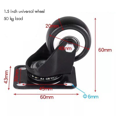 4 stykker / hjul hjul, kraftig universell, retningsbestemt, hjulhjul, låsehjul, svingplate til kontorstol: B