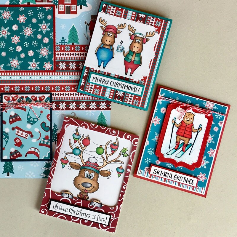 Noël cerf/orignal ours câlin miel abeille anniversaire éléphant sorcière chaussures + Phrases bénédictions matrices et timbres pour bricolage carterie