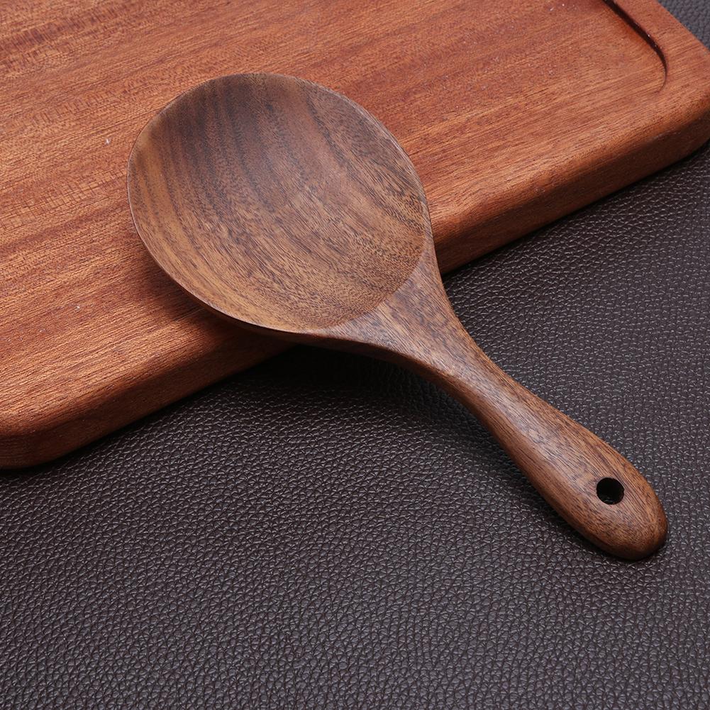 Naturligt trä non-stick spade pan ris sked kök köksredskap köksredskap miljöskydd halkfri klassisk stil