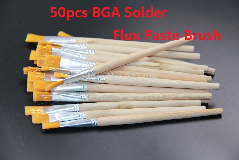 libre 50 piezas BGA soldadura fundente en pasta cepillo con mango de madera herramienta Reballing