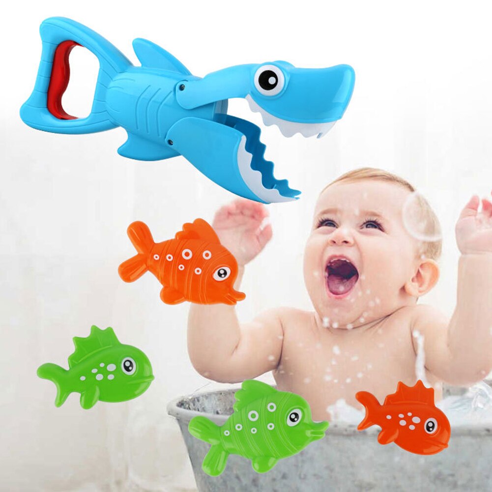 jouet de bain requin Grabber pour garçons et filles requin bleu avec dents avec 4 jouets interactifs de bain jouets d'eau de pêche en salle