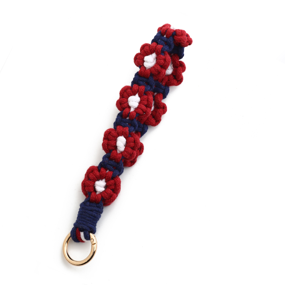 Polsbandje Sleutelhanger Voor Vrouwen Meisje Bohemian Handgemaakt Klein Madeliefje Sleutelhanger Veerspiraal Gevlochten Polsband Sleutelhanger: Black Gun Plated