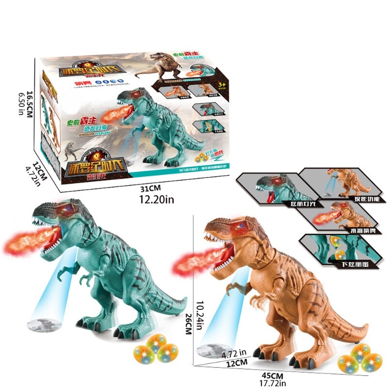 Cartoon dinosaur toy electric tyrannosaurus with optional squirting function led light simulation boys funny  k92d