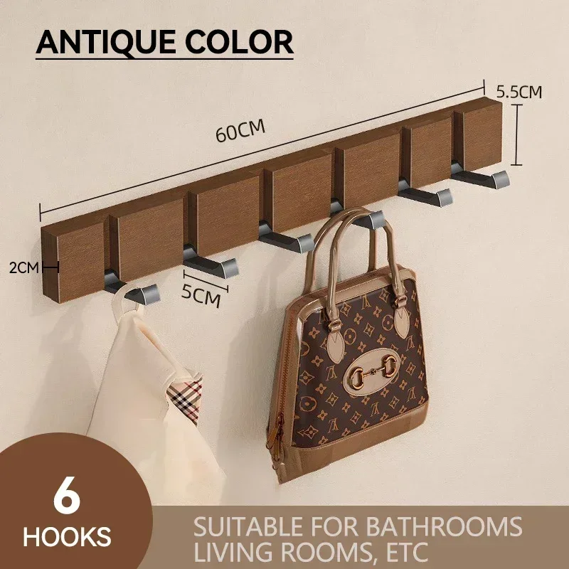 Opvouwbare Bamboe Onzichtbare Badkamerhaak Houten Ophanghaken Jas Handdoekhangers Huishoudelijke Boomstammen Witte Antieke Kleur Rijhouder: Black