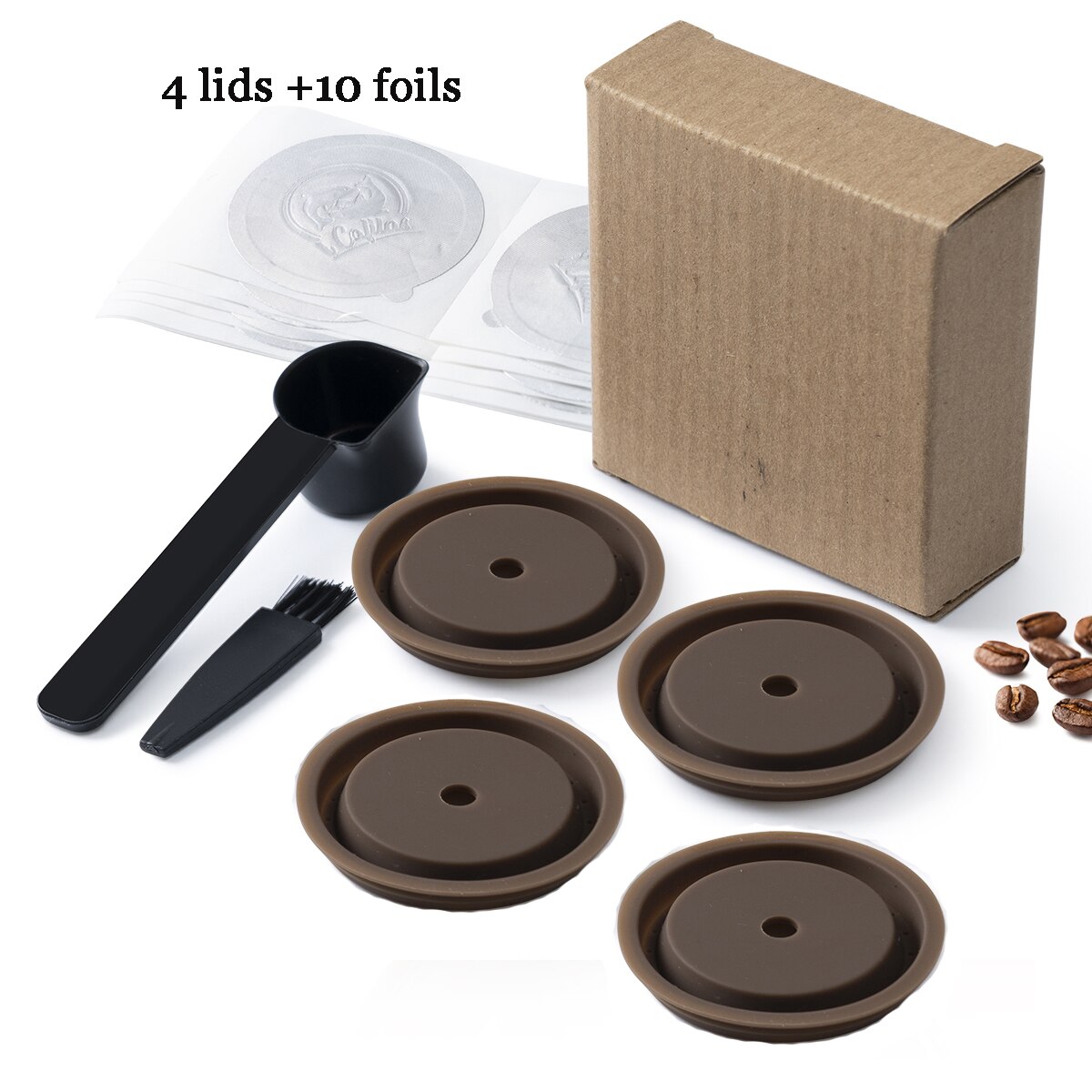 Plateau de capsules de café réutilisables, peut remplacer les capsules Nespresso Vertuo et VertuoLine et compatible avec les capsules originales: 4Caps  10Foils