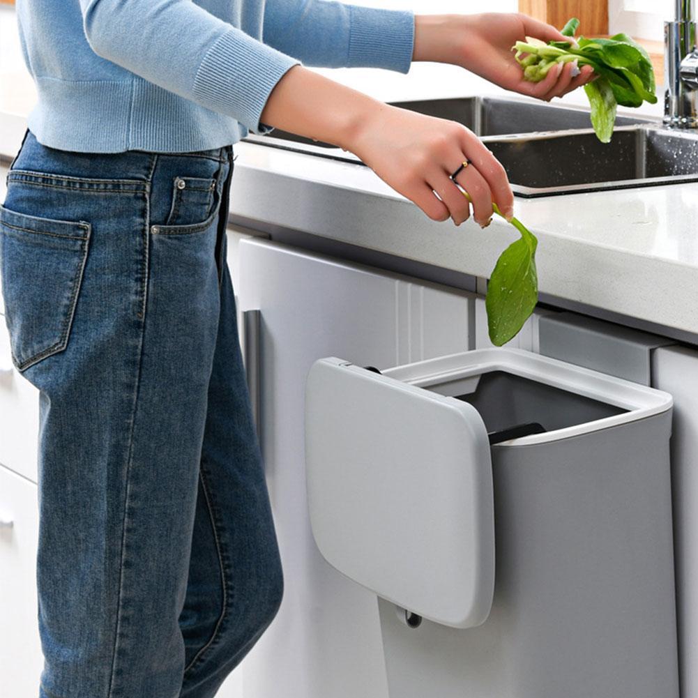 Kitchen Trash Can Kitchen Waste Bin Kitchen Garbage Cans Recycle Rubbish Bin Cabinet Hanging Trash Can With Non-marking Sticker