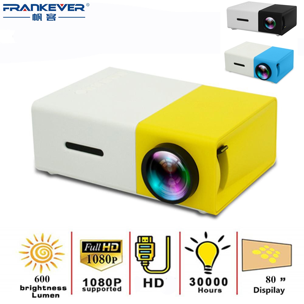 FrankEver-proyector LED YG300, 320x240, Pixels1080P, HD, USB, miniproyector, reproductor multimedia para el hogar, el mejor proyector de vídeo