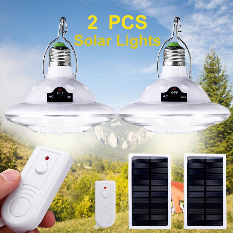 1/2Piece Solar Power LED Lantern with Solar Panel & Remote Control 22LED Tent Camping Bulb for Hiking Fishing Emergency Lights: 2 piece