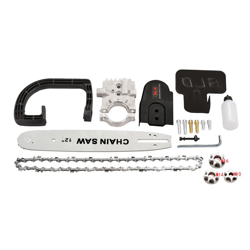 11.5/12 Inch Chainsaw Bracket Changed 100 125 150 Electric Angle Grinder M10/M14/M16 Into Chain Saw Woodworking Power Tool Set