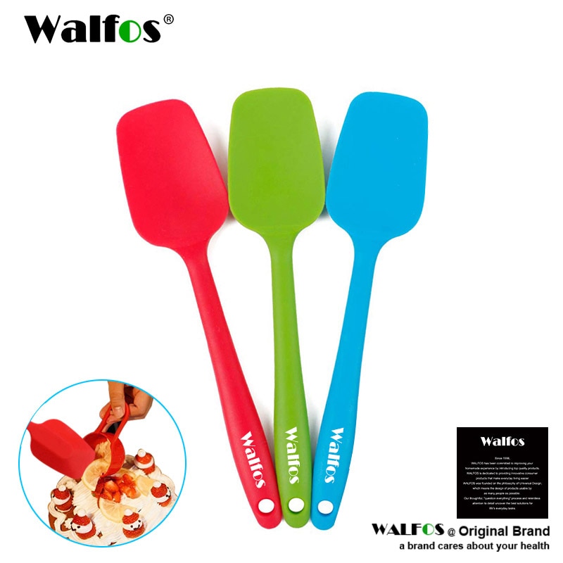 Walfos 2 Stks/set Food Grade Anti-aanbak Siliconen Schraper Hittebestendig Flexibele Siliconen Bakken Mengen Lepel Spatel Koken Tool