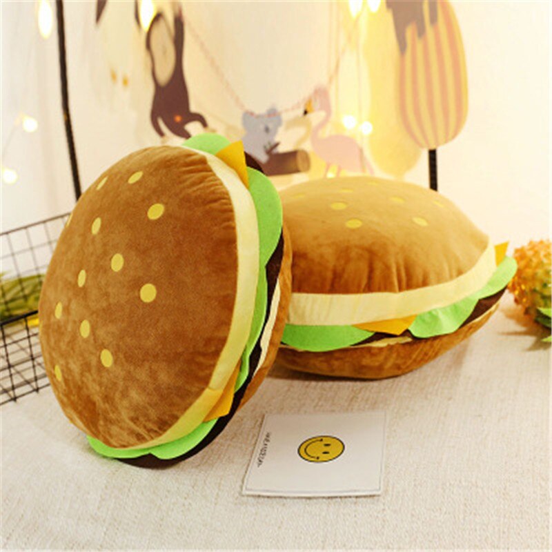 Burger Plush Toy Soft Padded Cushion Cute Hamburger Pillow Boy Girl Birthday