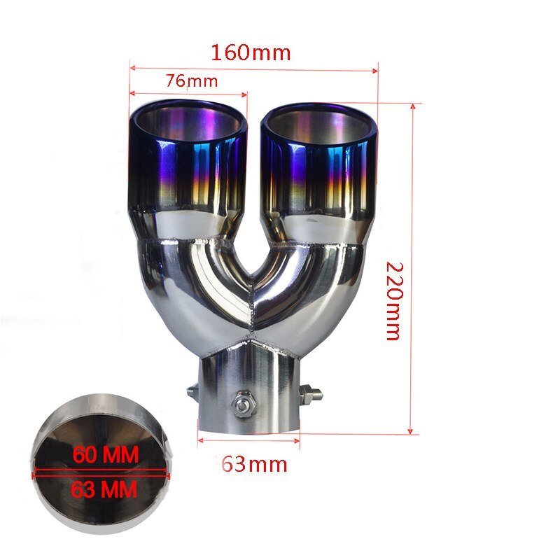 Stainless Steel Exhaust Pipe 76mm Straight and Curved Multicolor Car Modified Tail Throat