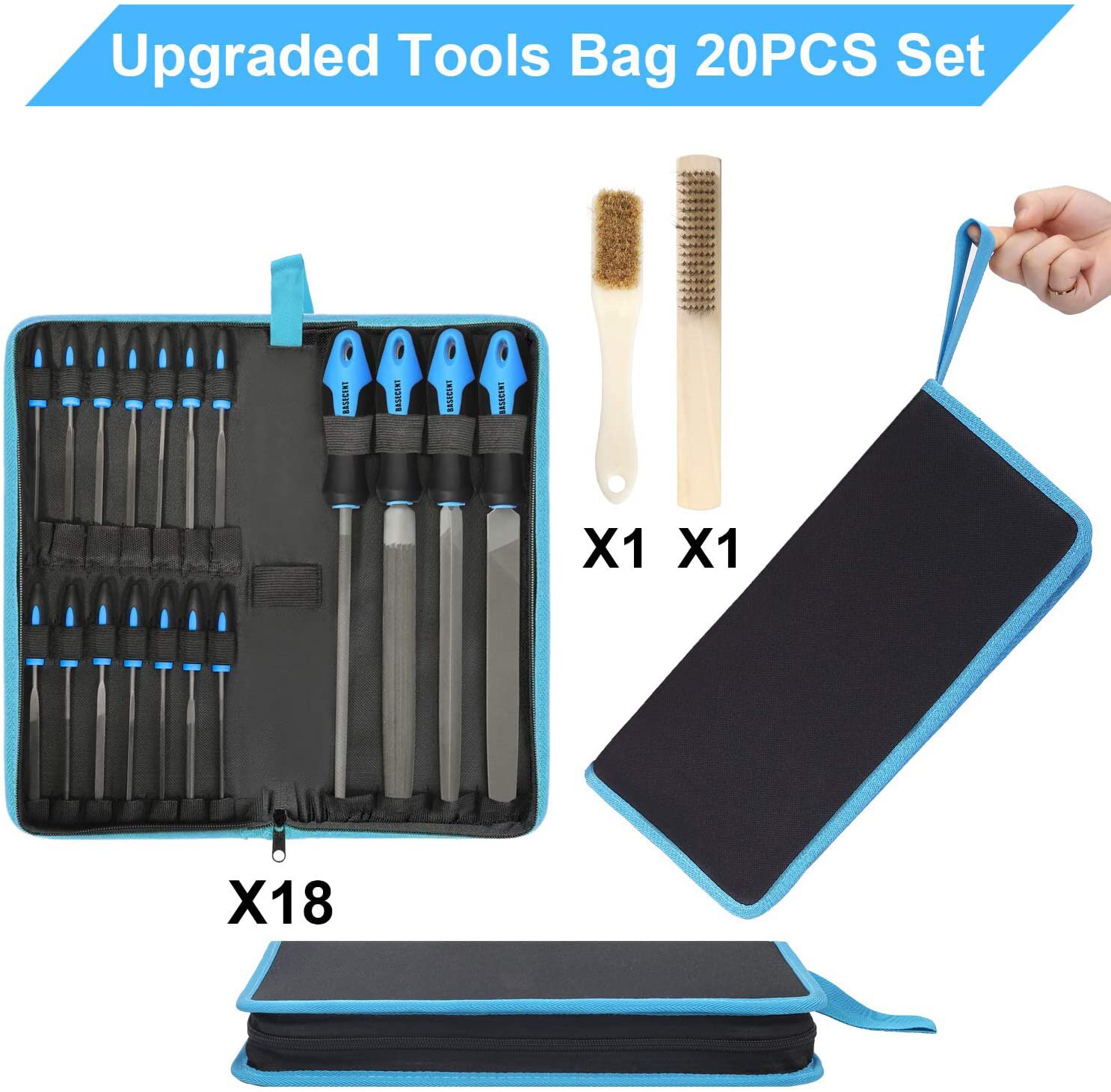 17 Pcs Metal Hand File Set Kit Including Flat, Round, Triangle, Half Round File and Needle Files, Craft Files Tools