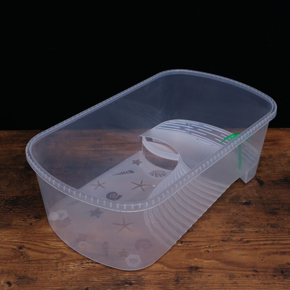 Reptiles Amphibians Habitat Terrarium Vivarium Tank Breeding Box with Plastic Coconut Tree for Terrapin Tortoise Turtle Lizard